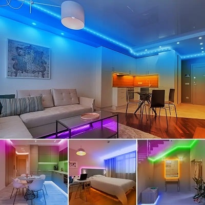 LCUTML 30 meter 5V USB LED Strip Lights – Multi-Color RGB Music Sync Night Light with 44-Key Remote