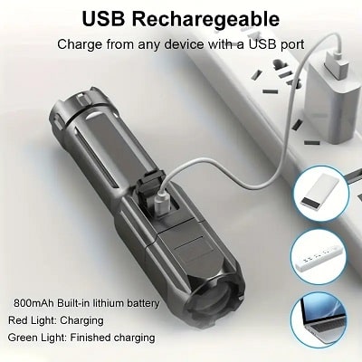 Super Bright USB Rechargeable Handheld Flashlight