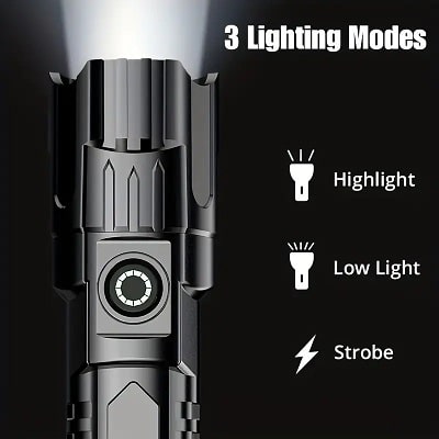 2 Pack LED Flashlights – USB Rechargeable with Telescopic Zoom