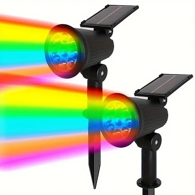 Solar Powered 9 LED Multicolour Garden Spotlight