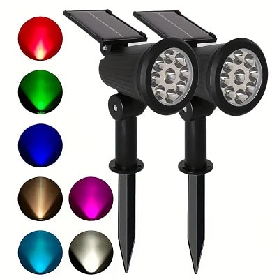 Solar Powered 9 LED Multicolour Garden Spotlight