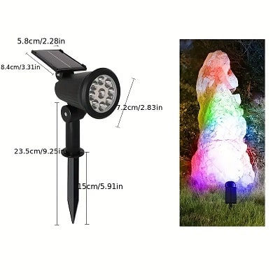 Solar Powered 9 LED Multicolour Garden Spotlight