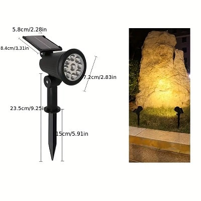 Solar Powered 9 LED Warm White Light Garden Spotlight