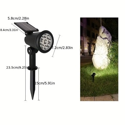 Solar Powered 9 LED White Light Garden Spotlight