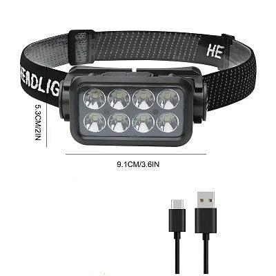 USB Rechargeable COB LED Headlamp – 500LM Outdoor Work Light for Camping, Hiking, Fishing, and Emergencies