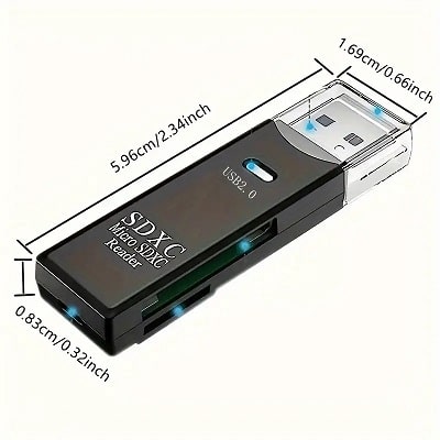 I-Speed ​​​​High-Speed ​​2-in-1 SD/TF Card Adapter enokuhambelana kwe-USB 2.0