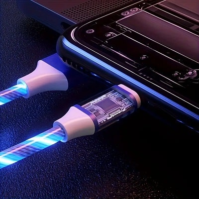 OLISHEN USB To Type-C LED Glowing Charging Cable – 100cm