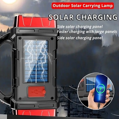 Dual-Mode Solar & USB Rechargeable LED Flashlight