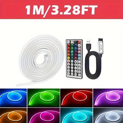 1 meter Flexible RGB LED Neon Strip Lights with Remote Control