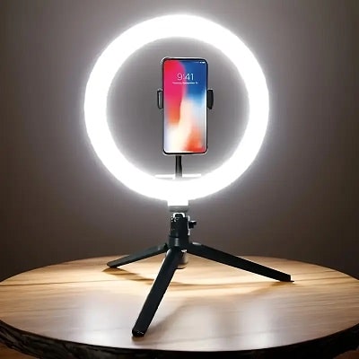 Dimmable 25.4cm LED Ring Light for Recording