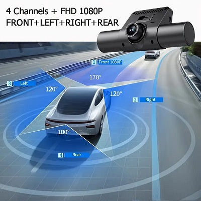 4 Channel Vehicle Camera 1080P Car DVR Video Recorder Dash Cam