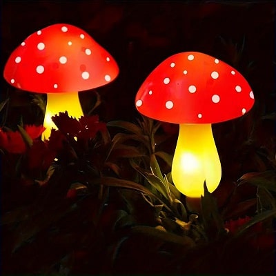 AMill Solar 8 Mushroom Lights – LED Garden Stake Lights with 8 Lighting Modes