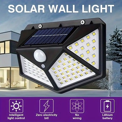 100 LEDs Solar-Powered Wall Sensor Light