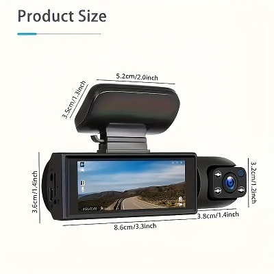 ZKCAMSPY Dash Camera Front And Inside, 8.03cm Dash Cam 1080P, G Sensor HD Night Vision Loop Recording Wide Angle DVR