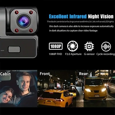 BAIDELUO 1080P 2-Camera Dash Cam: Infrared Night Vision