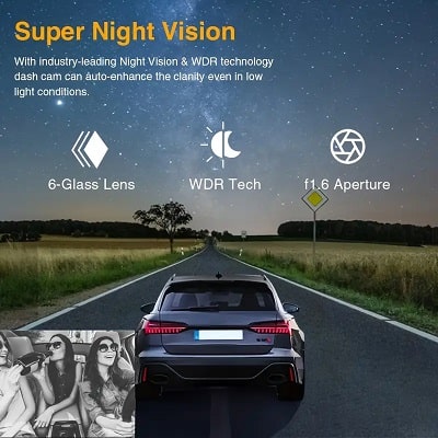 ZKCAMSPY Dash Camera Front And Inside, 8.03cm Dash Cam 1080P, G Sensor HD Night Vision Loop Recording Wide Angle DVR