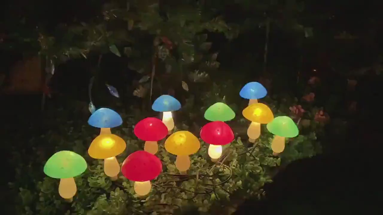 AMill Solar 8 Mushroom Lights – LED Garden Stake Lights with 8 Lighting Modes